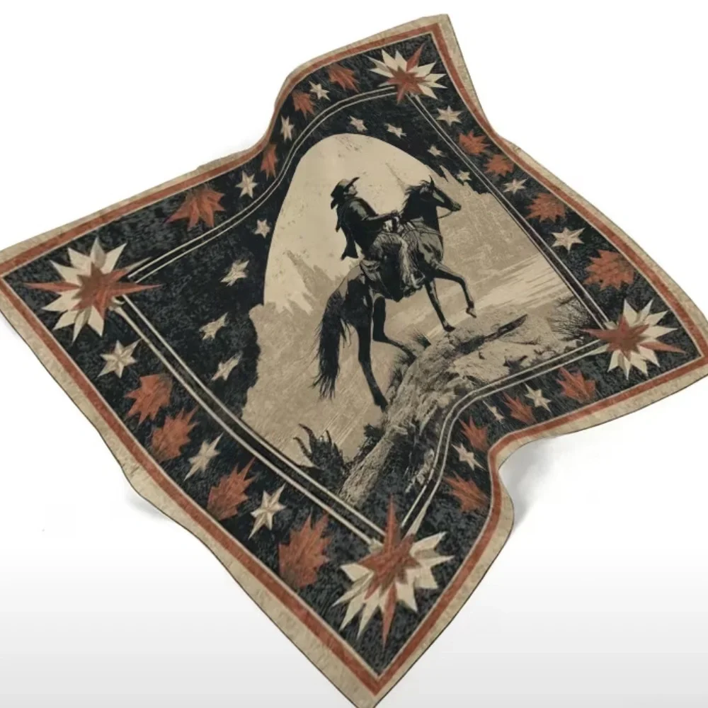 Western Cowboy Horse Bandana Scarf | Vintage Style Square | Southwestern Rider